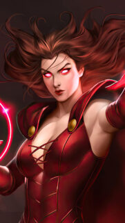 Scarlet Witch Glowing Red Eyes Marvel Superhero Mobile Wallpaper