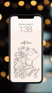 Self Love Floral Aesthetic Line Art Manifestation Phone Wallpaper