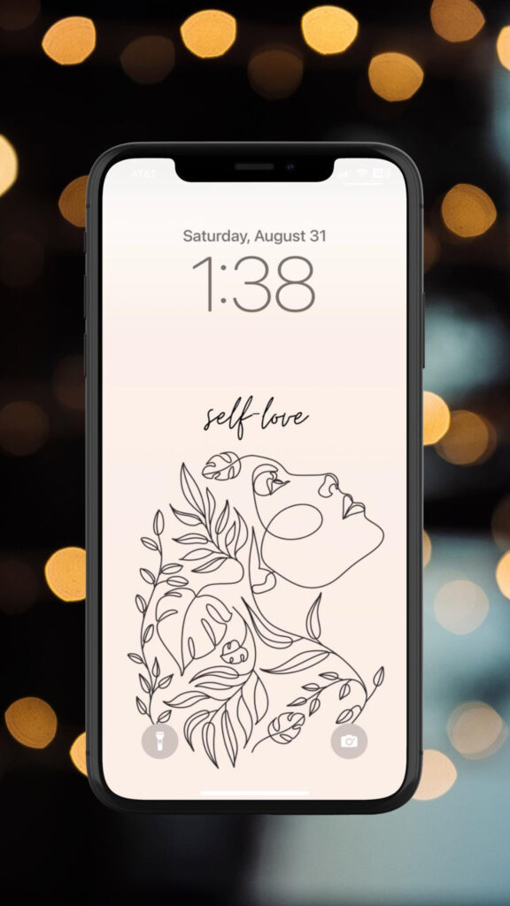 Self Love Floral Aesthetic Line Art Manifestation Phone Wallpaper