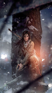 Lara Croft Snowy Tactical Combat Mobile Wallpaper