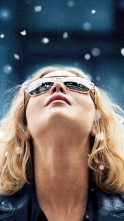 Jennifer Lawrence Looking Up at Snow Mobile Wallpaper