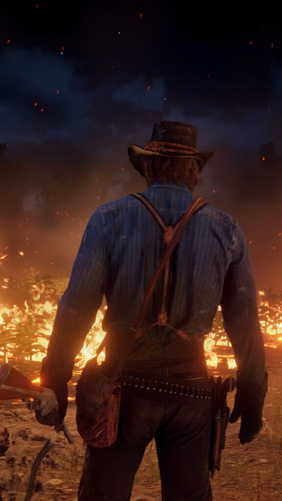 Arthur Morgan Burning Fields Mobile Wallpaper