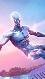 Silver Surfer Soaring Through the Sky Mobile Wallpaper