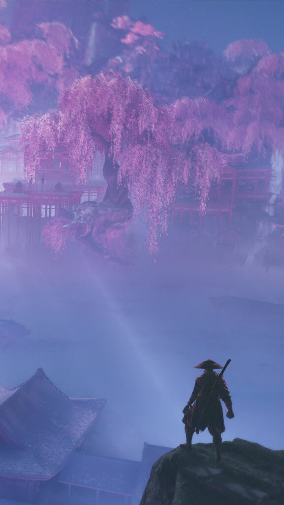 Sekiro Samurai Cherry Blossom Landscape Mobile Wallpaper