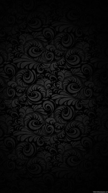 Elegant Black Damask Pattern Mobile Wallpaper