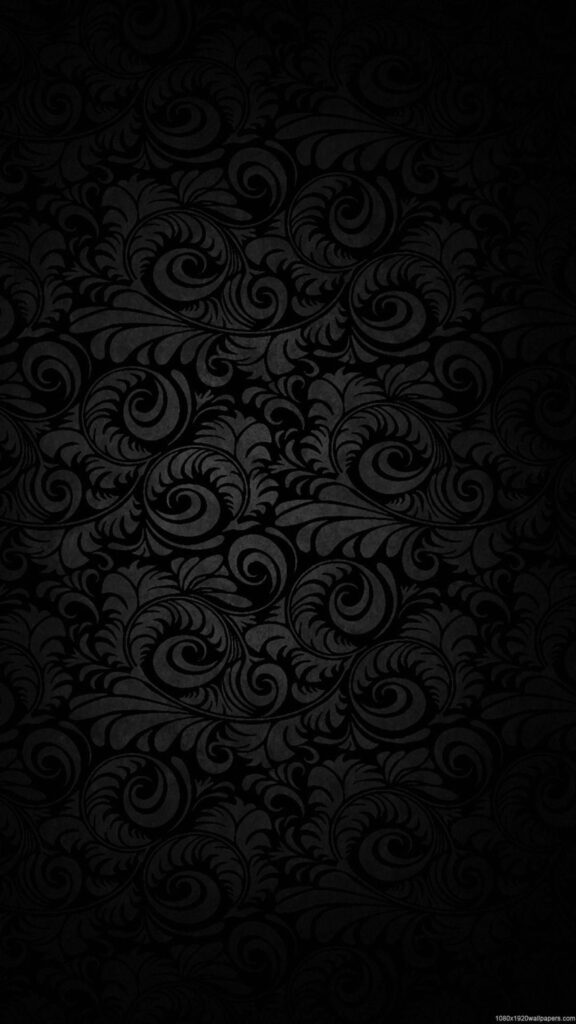 Elegant Black Damask Pattern Mobile Wallpaper