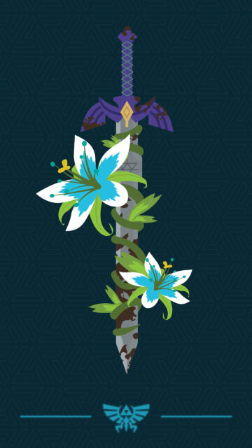 Master Sword and Silent Princess Flowers Mobile Wallpaper