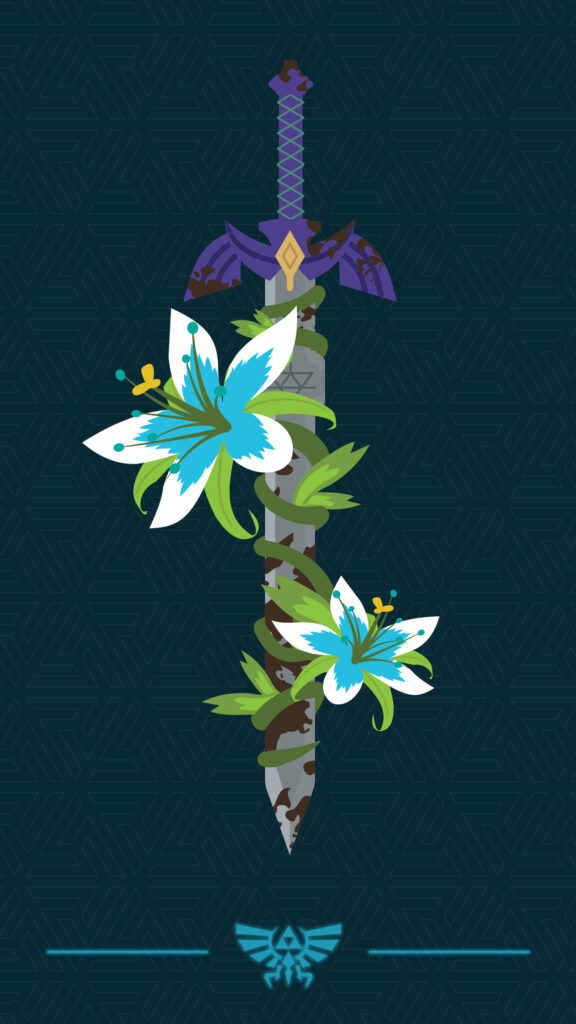 Master Sword and Silent Princess Flowers Mobile Wallpaper