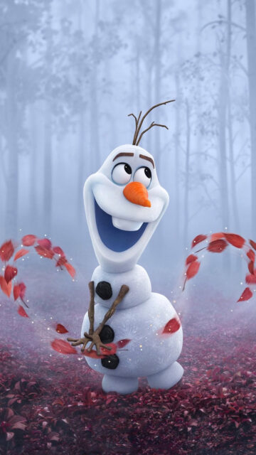 Olaf Surrounded by Autumn Leaves Mobile Wallpaper