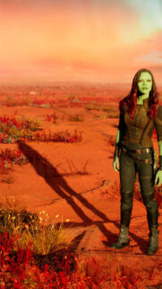 Gamora Standing on an Alien Planet Portrait Mobile Wallpaper