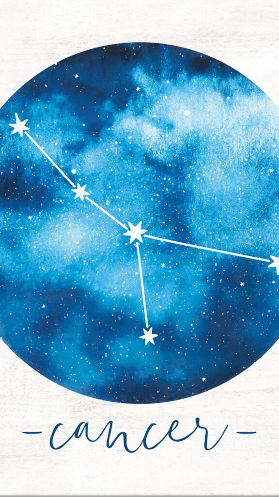 Cancer Constellation Zodiac Sign Celestial Blue Watercolor Wallpaper
