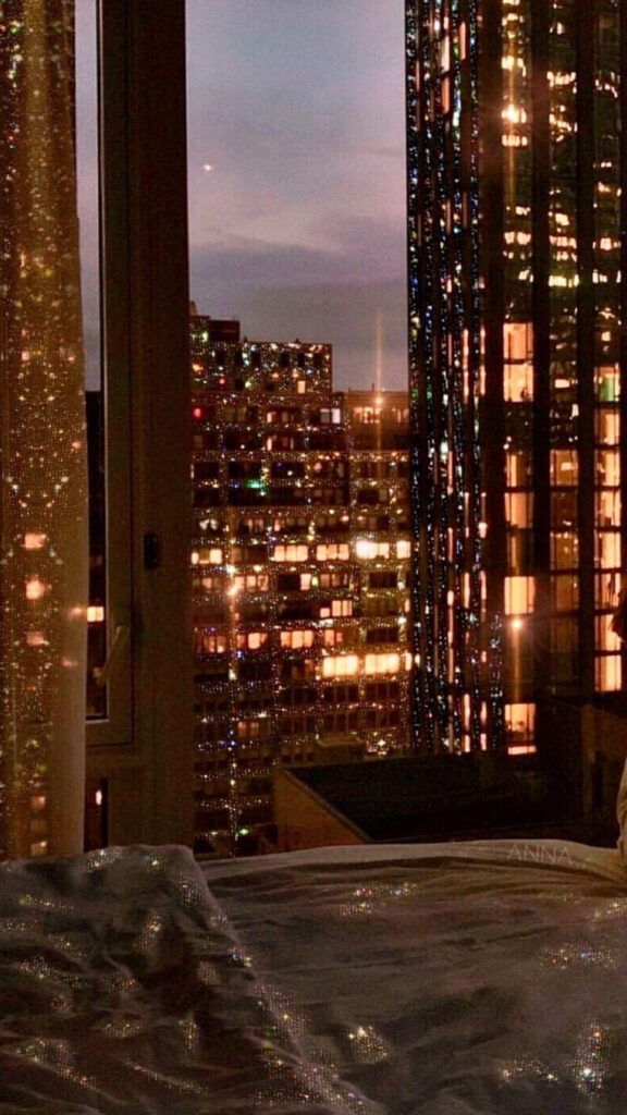Luxury City Lights Manifestation Vision Board Aesthetic Phone Wallpaper