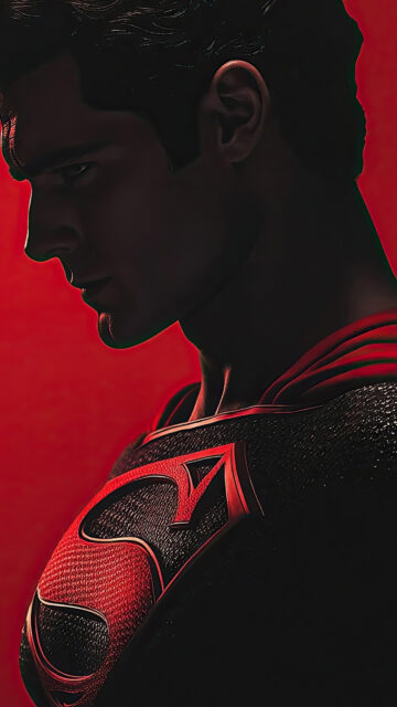 Dark Silhouette Superman Chest and Profile Mobile Wallpaper