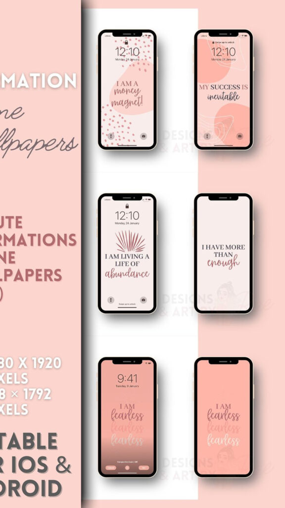 Positive Affirmation Manifestation Aesthetic Vision Board Phone Wallpaper