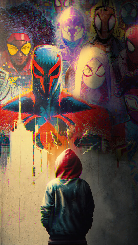Miles Morales Spider-Verse Multiverse Artistic Mobile Wallpaper