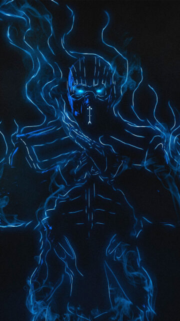 Blue Neon Sub-Zero Mortal Kombat Mobile Wallpaper