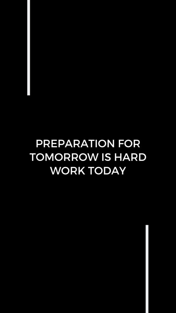Preparation for Tomorrow is Hard Work Today Motivational Success Wallpaper
