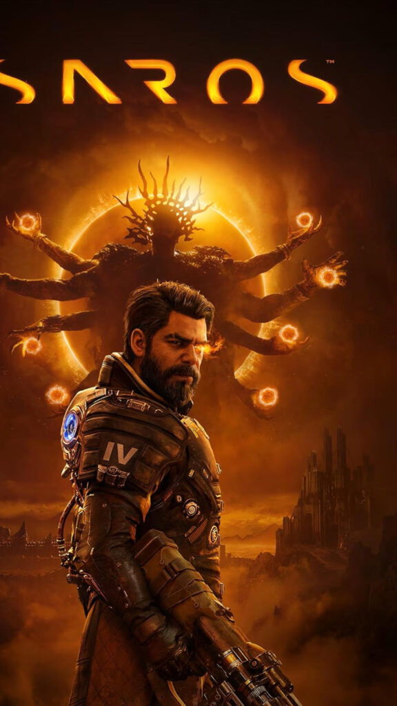 Sci-Fi Warrior and Solar Deity Mobile Wallpaper