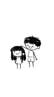 Minimalist Cute Doodle Boy and Girl Mobile Wallpaper