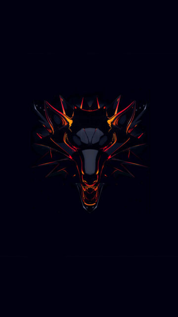 Neon Witcher Wolf Medallion Mobile Wallpaper