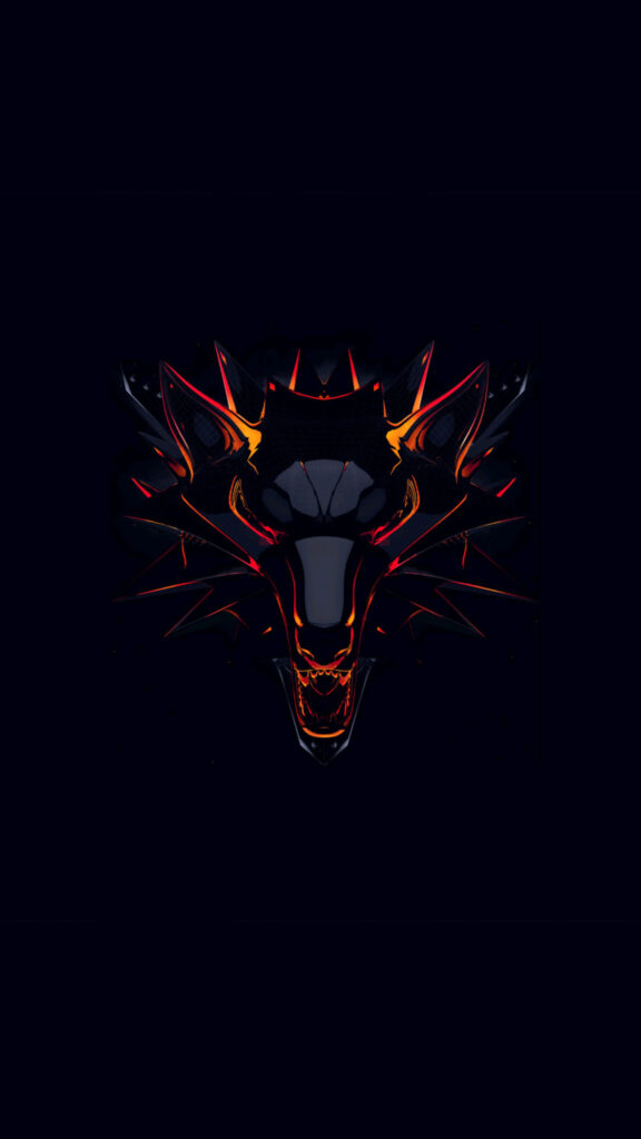 Neon Witcher Wolf Medallion Mobile Wallpaper