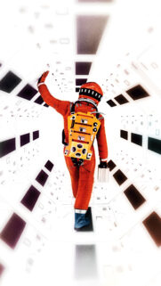 Astronaut in Space Station Corridor Minimalist Mobile Wallpaper