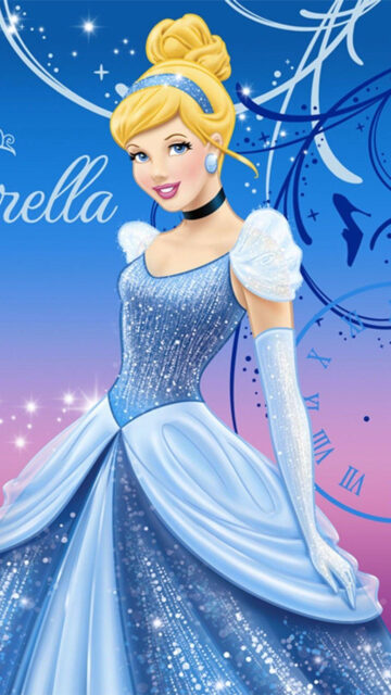 Disney Princess Cinderella Blue Gown Portrait Mobile Wallpaper