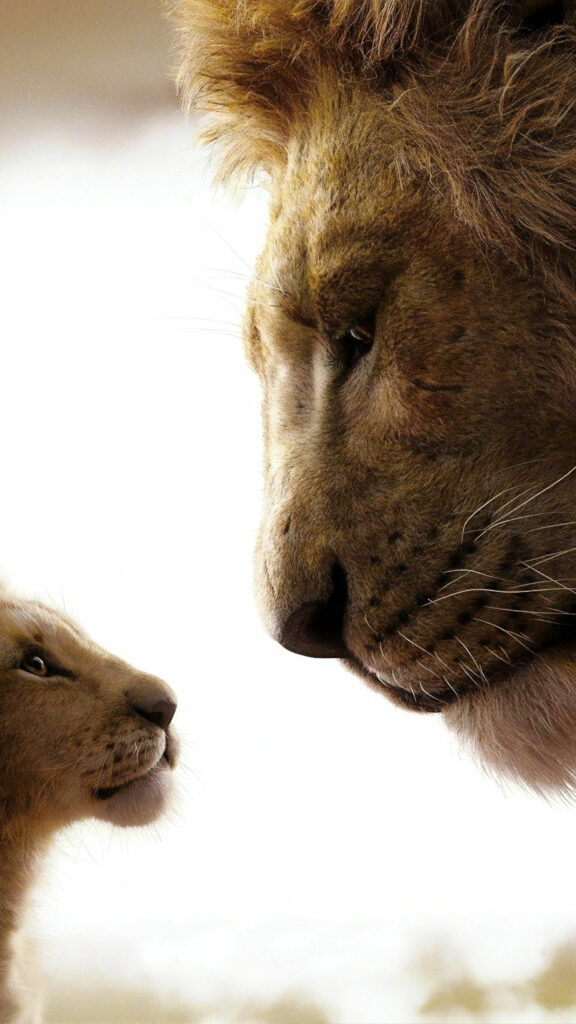 Majestic Lion and Cub Profile 4K Mobile Wallpaper