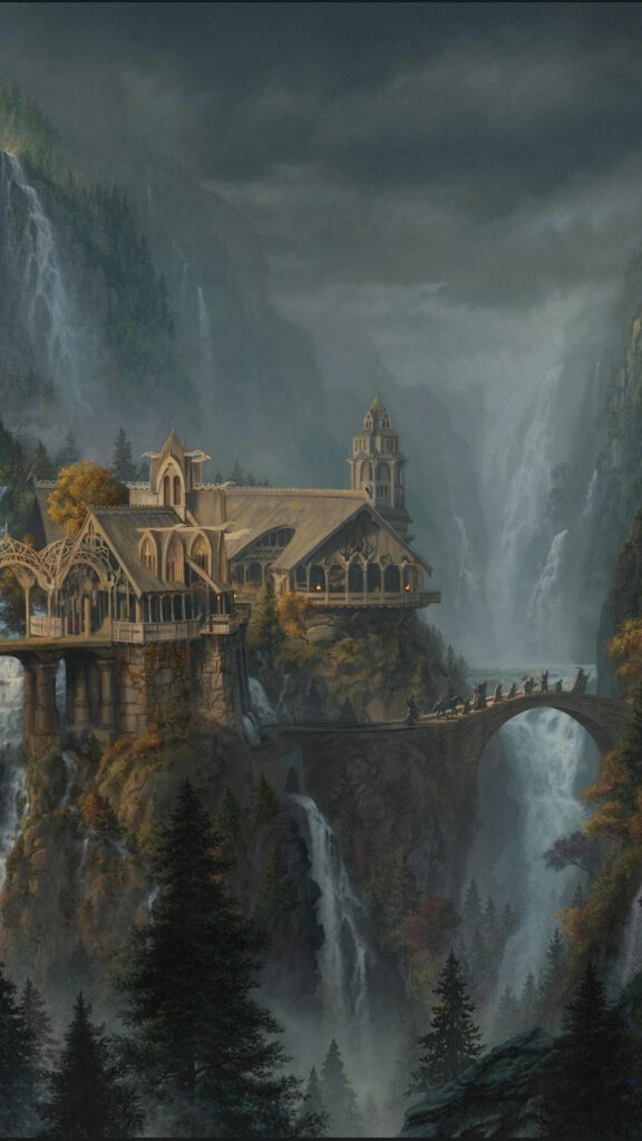 Elven Kingdom Mountain Architecture Fantasy Mobile Wallpaper