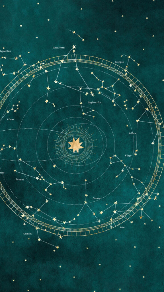 Stunning Celestial Zodiac Constellation Map Astrology Phone Wallpaper