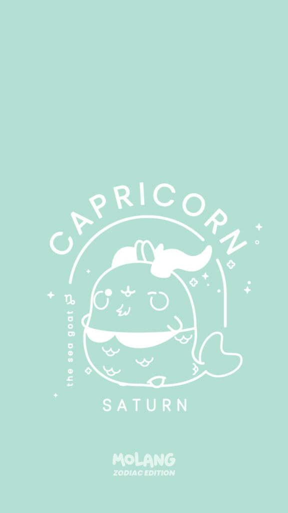 Cute Capricorn Zodiac Sign with Saturn Ruling Planet Aesthetic Wallpaper