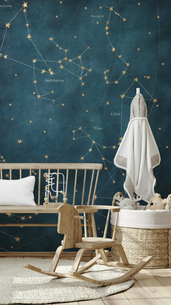 Celestial Constellation Zodiac Star Chart Nursery Aesthetic Wallpaper