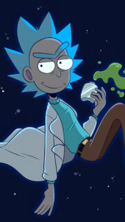 Anime Style Scientist Character Floating in Space Mobile Wallpaper