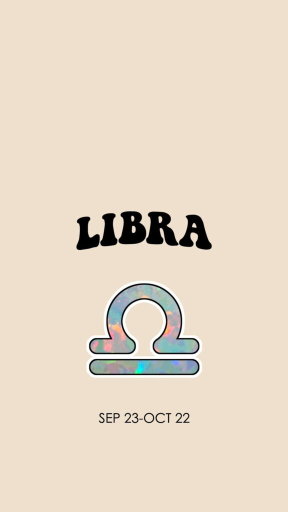 Aesthetic Libra Zodiac Sign with Iridescent Symbol for iPhone Wallpaper