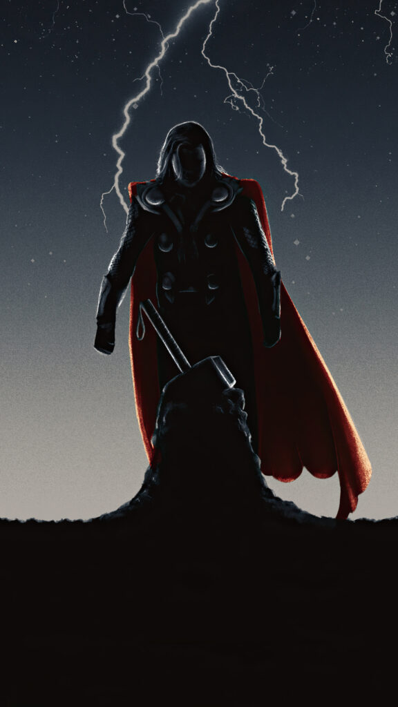 Thor Silhouette Lightning God Mobile Wallpaper