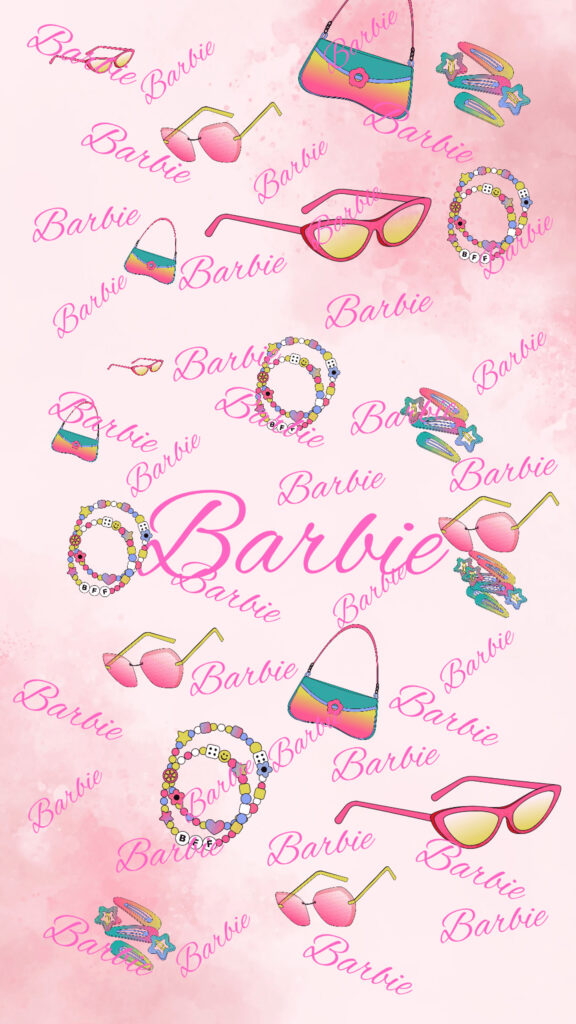 Pink Aesthetic Barbie Accessories Collage Mobile Wallpaper