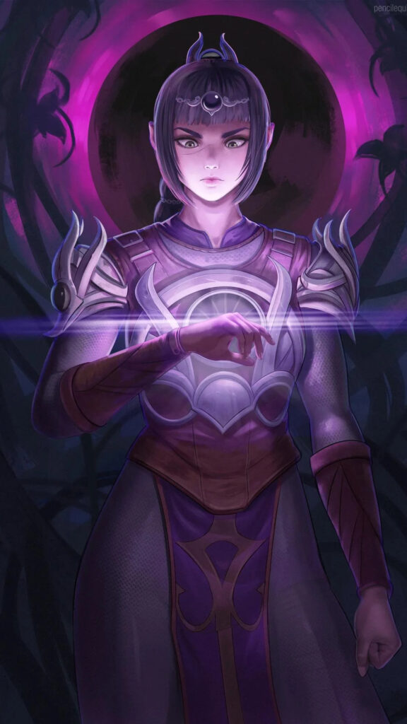 Shadowheart Baldur's Gate 3 Divine Purple Aura Mobile Wallpaper