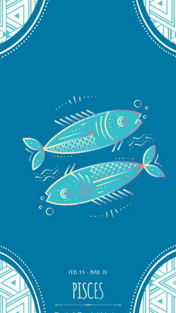Ethereal Pisces Zodiac Sign Symbol and Astrology Phone Wallpaper