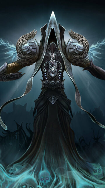 Dark Fantasy Reaper Hooded Figure Mobile Wallpaper