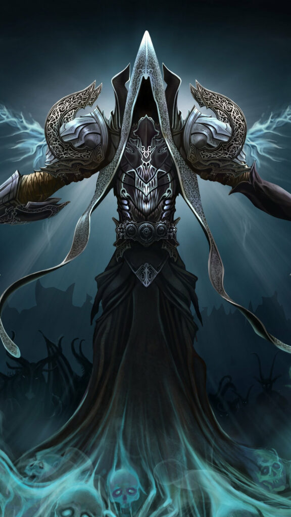 Dark Fantasy Reaper Hooded Figure Mobile Wallpaper