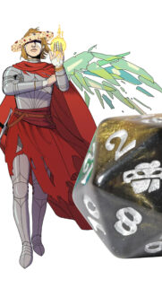 Ethereal Angelic Warrior and D20 Dice Gaming Mobile Wallpaper