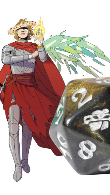 Ethereal Angelic Warrior and D20 Dice Gaming Mobile Wallpaper