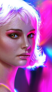 Ethereal Neon Portrait of a Woman Mobile Wallpaper
