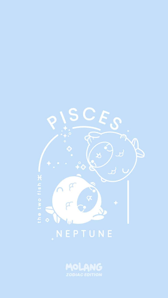 Pisces Zodiac Aesthetic Featuring Neptune and The Two Fish Wallpaper