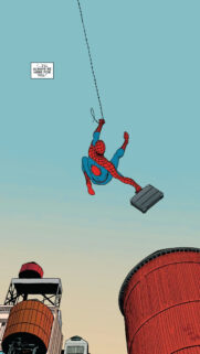 Minimalist Spider-Man Swinging with Briefcase Mobile Wallpaper