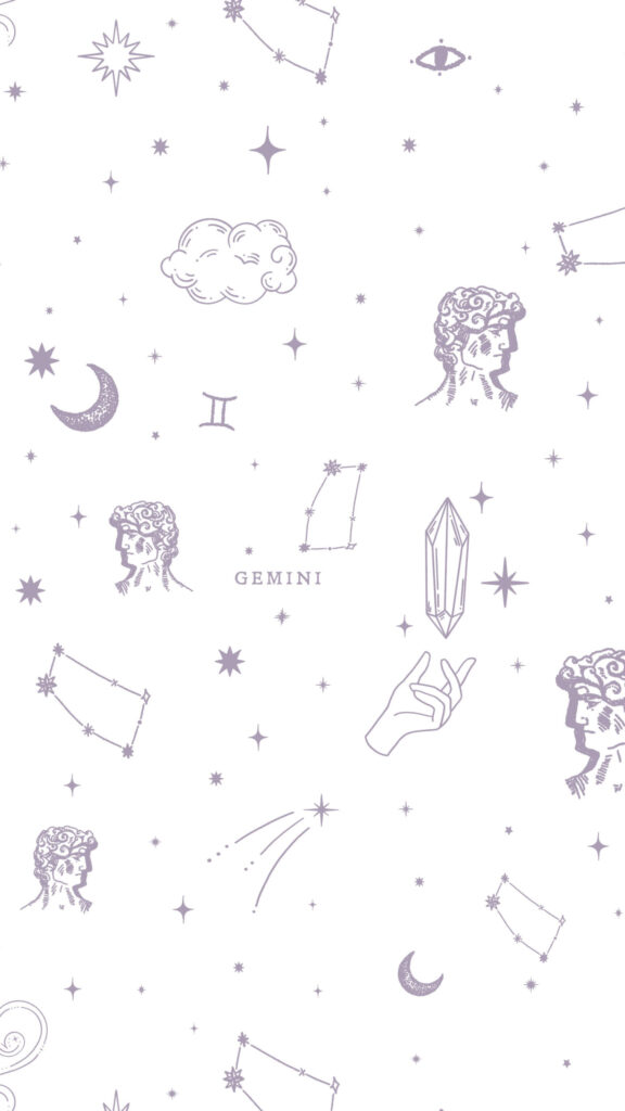 Aesthetic Gemini Zodiac Constellation and Celestial Art Wallpaper