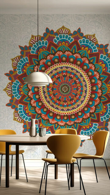 Vibrant Mandala Spiritual Energy and Meditation Focus Wallpaper