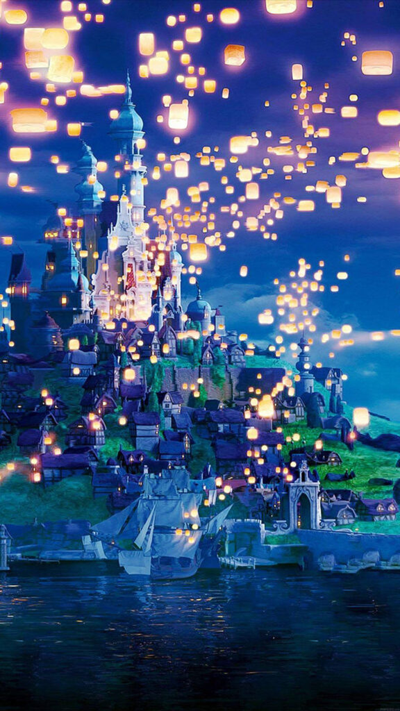 Tangled Floating Lanterns Scene Disney Movie Mobile Wallpaper