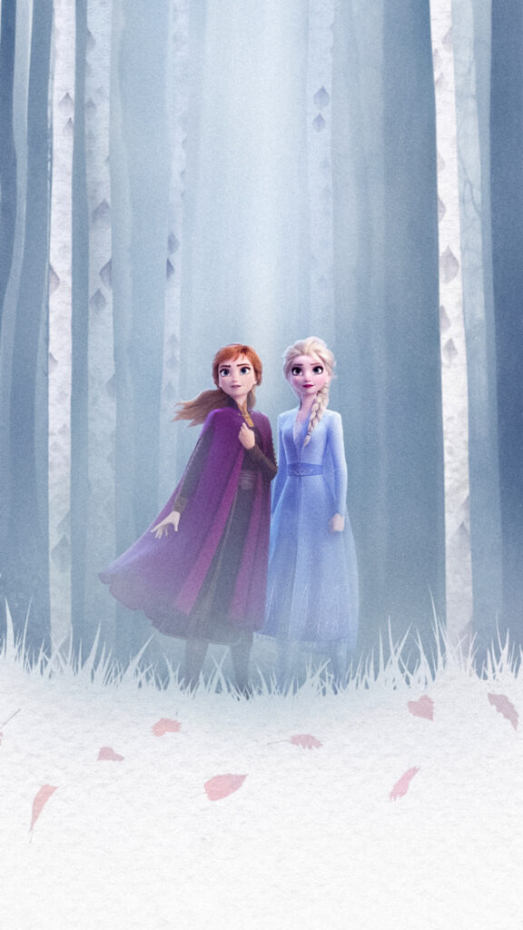 Anna and Elsa Frozen 2 Aesthetic Forest Mobile Wallpaper