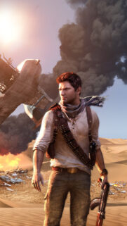 Nathan Drake Desert Crash Mobile Wallpaper